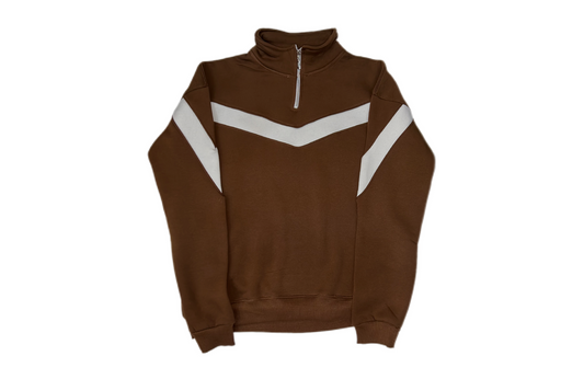 Zipper Brown Sweatshirt Fashion